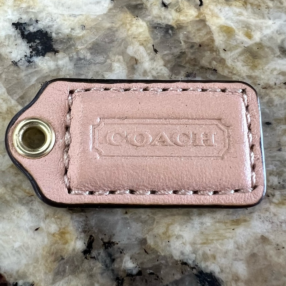 Coach Camel Color Leather Keychain Tag